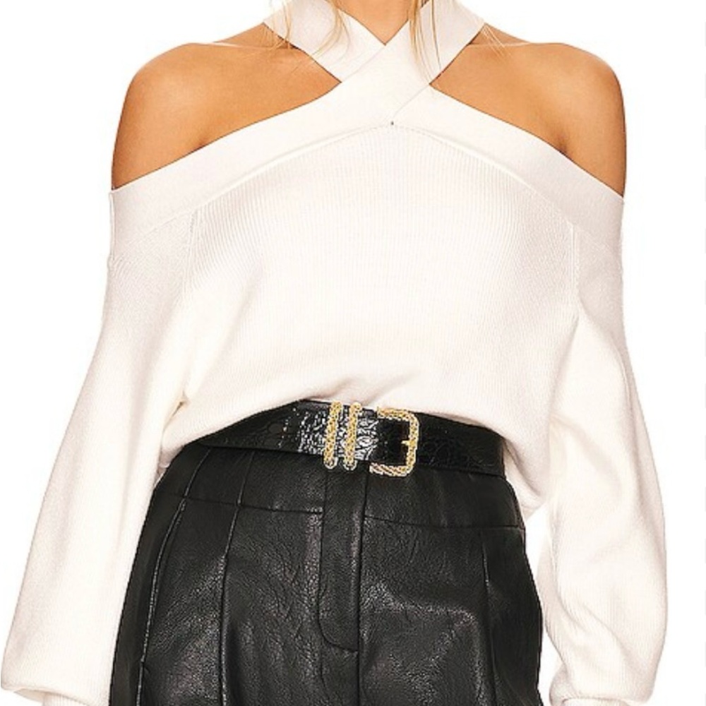Women's Off-Shoulder White Sweater